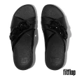 【FitFlop】LULU 串珠鏈條皮革交叉涼鞋-女(黑色)