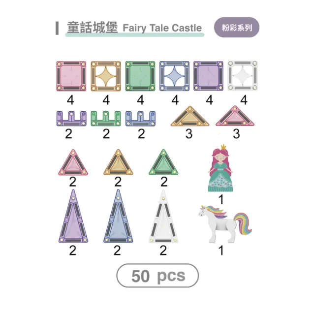 【MNTL】童話城堡 Fairy Tale Castle 隨身帶著走 磁力片鐵盒組(50pcs)