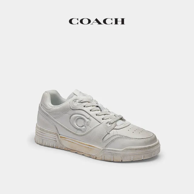 【COACH】蔻馳官方直營 SOHO 男士復古摯愛皮革休閒鞋 運動鞋 布鞋-白色(CAG01)