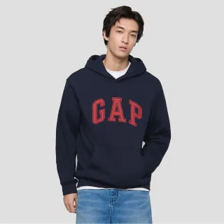 【GAP】男裝 Logo印花刷毛帽T-海軍藍(786940)