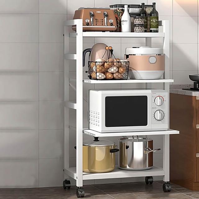 【Easy buy 居家生活】工業風可調整四層抽拉式電器架-55CM兩抽拉(電器收納架 四層架 廚房置物架 隙縫架)