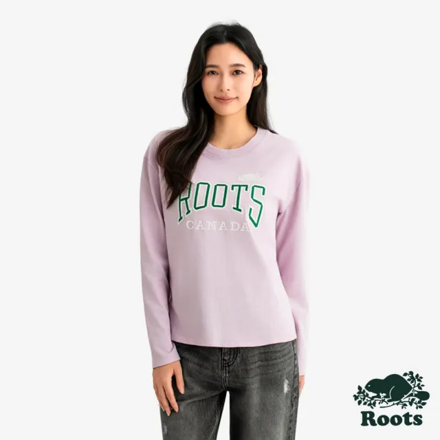 【Roots】Roots女裝- MODERN CLASSIC 長袖上衣(丁香紫)