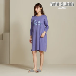 【YVONNE 以旺傢飾】出清品 LINE FRIENDS｜好友星球網印七分袖洋裝-星光紫