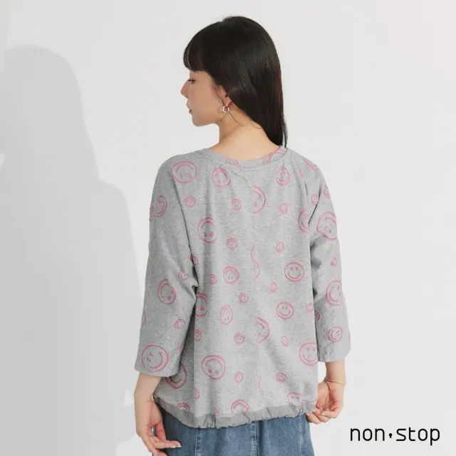 【non-stop】快樂密碼微笑印花抽繩T恤-2色
