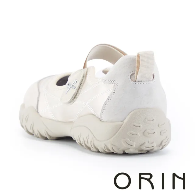 【ORIN】異材質拼接彈力瑪莉珍運動鞋(米色)