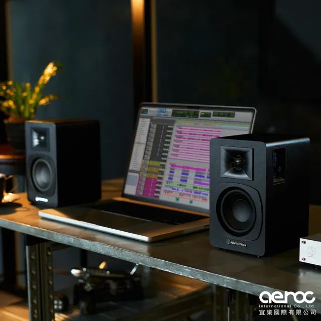 【audio-technica 鐵三角】AT-SP3X 主動式書架型喇叭  烏墨黑