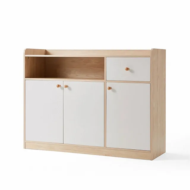 【hoi! 好好生活】Linsy北歐風百搭餐邊櫃1.18M 原木+白色 LS187