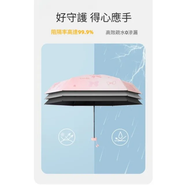 【TWBUY 台灣好購】清新圖案六折扁迷你傘 防曬傘 折疊口袋傘 便攜遮(質感圖案六折迷你傘)