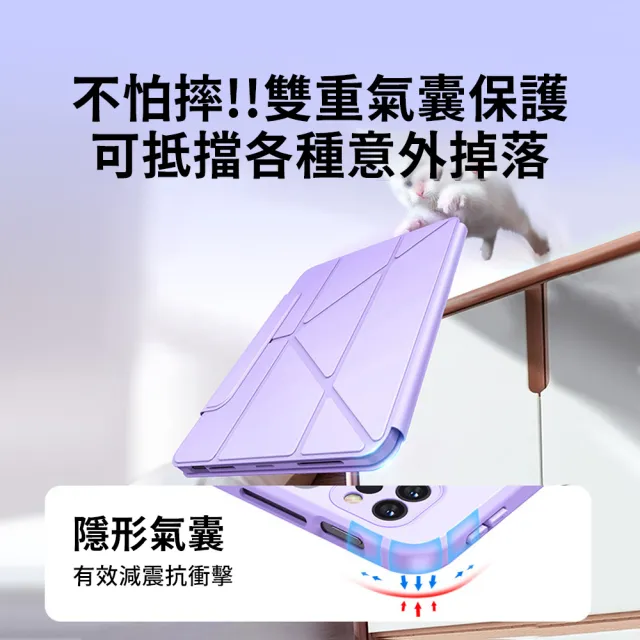 【OMG】iPad 第11代 11吋 A16 2025版 平板殼 雙面夾磁吸Y折支架平板皮套 全方位保護/充電筆槽/智能休眠喚醒