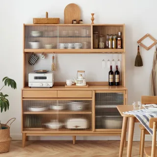 【hoi! 好好生活】源氏木語丹麥原木色實木收納餐櫃1.3M Y98Q05