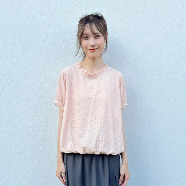 【Hana Mokuba】花木馬日系女裝小花波浪荷葉邊氣質收口上衣(上衣)(其他規格)