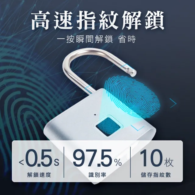 電子鎖 指紋掛鎖 置物櫃鎖 密碼鎖 抽屜電子鎖 鎖頭 指紋感應鎖 行李鎖 密碼鎖 電子指紋鎖(550-FL10S)
