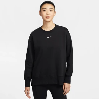 【NIKE 耐吉】長袖上衣 女 超寬鬆 AS W NSW PHNX FLC OS LONG CRE 黑 FZ4271-010
