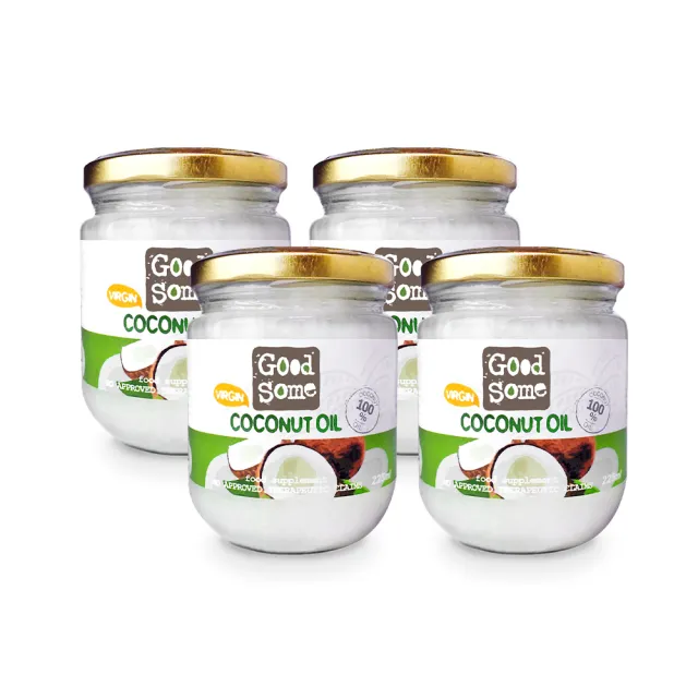 【GoodSome 好東西】第一道冷壓椰子油225mlx4入(最多自然醫學博士推薦、防彈咖啡)