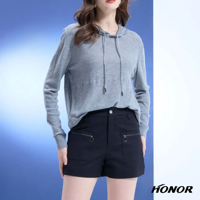 【HONOR 山形屋】出清品 率性車線單釦拉鍊口袋短褲-黑/綠(限定出清)