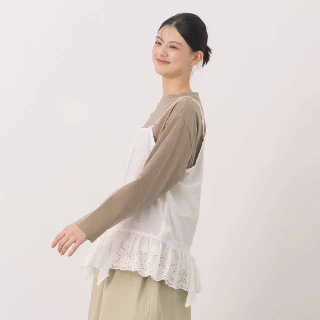 【MOSS CLUB】肩帶可調整下襬蕾絲短版背心(黑 白/魅力商品)