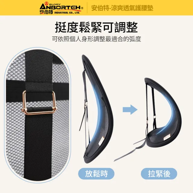 【ANBORTEH 安伯特】涼爽透氣護腰墊-快(車用護腰墊 車用靠墊 車用腰枕 車用靠腰墊 汽車靠墊)