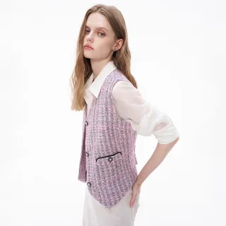 【MOMA】名媛銀蔥小香珍珠釦西裝背心(粉色)