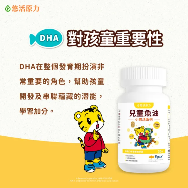 【悠活原力】巧虎聯名小悠活兒童魚油咀嚼軟膠囊x1(30粒/瓶 兒童魚球 小魚球)