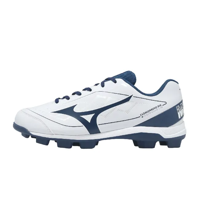 【MIZUNO 美津濃】棒壘球鞋 Cushionrevo DIA 寬楦 男鞋 白 藍 支撐 11GP2525-14