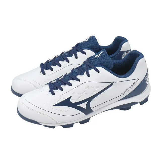 【MIZUNO 美津濃】棒壘球鞋 Cushionrevo DIA 寬楦 男鞋 白 藍 支撐 11GP2525-14