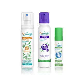 【Puressentiel 璞萃】超人氣複方香氛精油噴霧組 清新 舒眠 森呼吸(懶人必備/隨手一噴/三效合一)