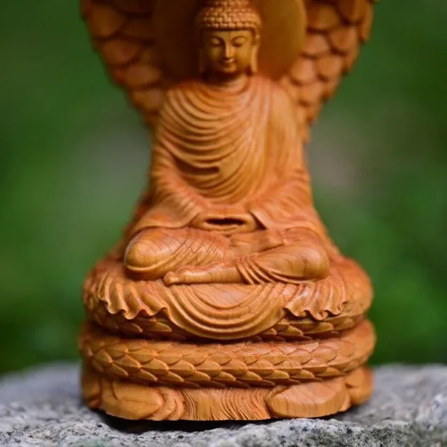 【MoonDy】木雕 擺件 崖柏木 保平安 大日如來 坐禪釋迦摩尼 佛像擺件 禪意擺設