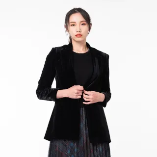 【KeyWear 奇威名品】低調奢華絨布西裝外套