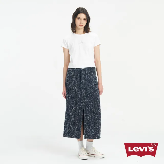 【LEVIS】牛仔裙 丹寧裙 中間開岔 牛仔短裙 熱賣單品 0050P-0000