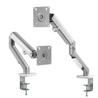 【Ermutek 二木科技】升級版鋁合金機械彈簧桌上型電腦螢幕支架(17-32吋適用/銀白色/兩入組)