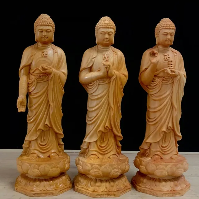 【KT DADA】佛像擺件 阿彌陀佛 木雕佛像 供奉禮佛 崖柏 雕刻 木雕 西方三聖