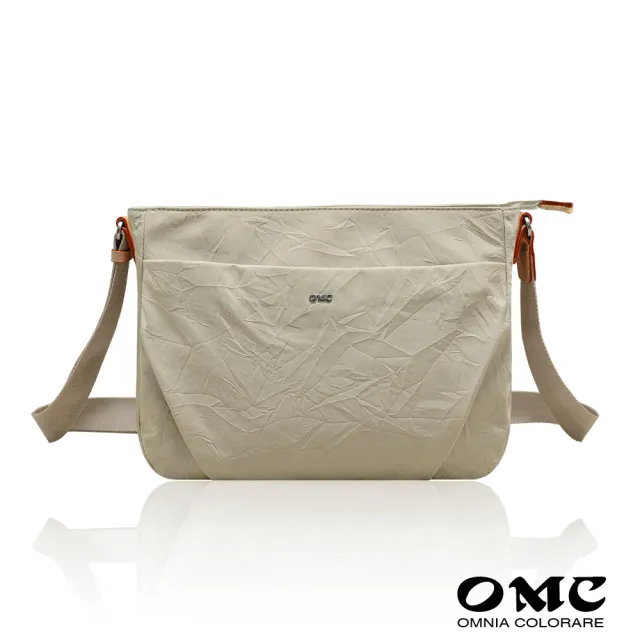 【OMC】雙11 輕盈紙感簡約休閒斜背包33591(淺杏色)