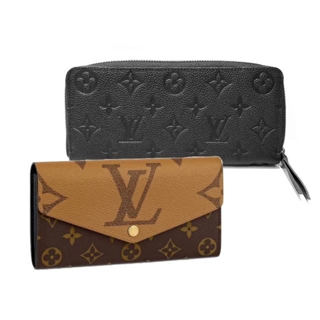【Louis Vuitton 路易威登】經典Sarah系列帆布雙色長夾/皮革壓紋拉鍊長夾(款式任選)