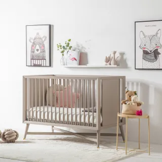 【LEVANA】New York 紐約五合一嬰兒床+單面床墊+可水洗床墊＋保潔床墊(嬰兒床/成長床/書桌床)