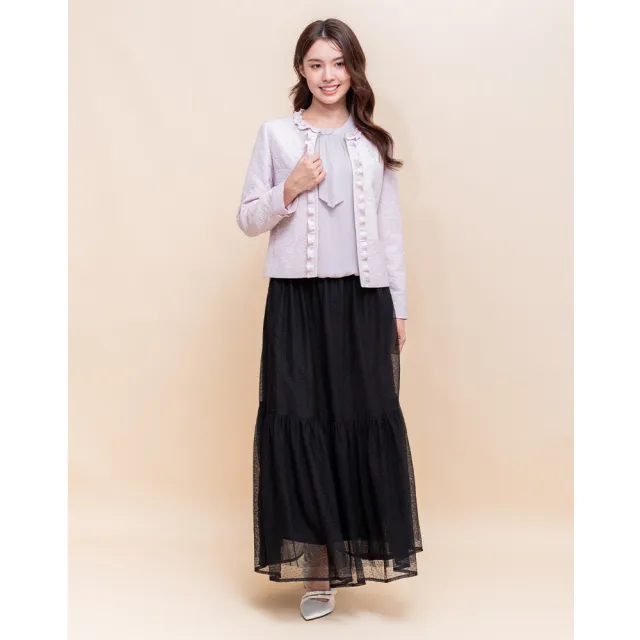 【perng yuh 芃諭名品】雅緻柔光 蝴蝶結緹花 外套(2025 AW Collection|4C秋冬新品上市)