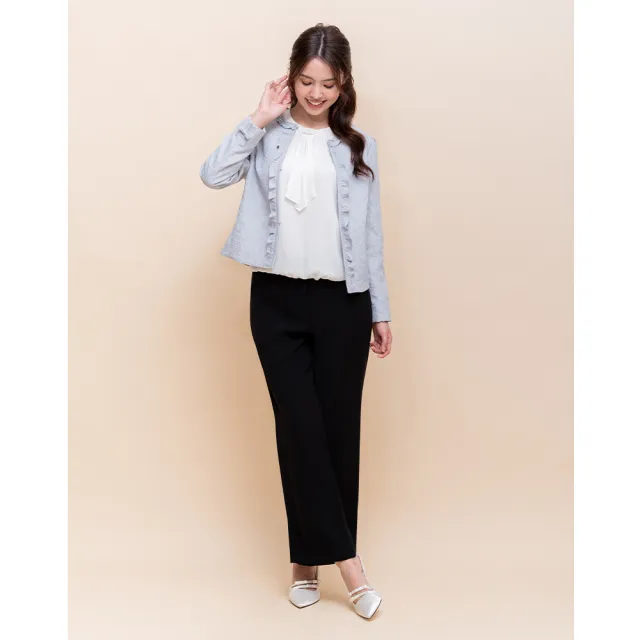 【perng yuh 芃諭名品】雅緻柔光 蝴蝶結緹花 外套(2025 AW Collection|4C秋冬新品上市)