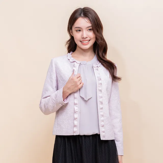 【perng yuh 芃諭名品】雅緻柔光 蝴蝶結緹花 外套(2025 AW Collection|4C秋冬新品上市)