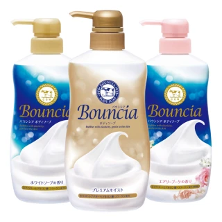 【日本牛乳石鹼】Bouncia自慢肌沐浴乳3入(乳木果油/玻尿酸/膠原蛋白/優雅/愉悅/極致水潤/460-480ml)