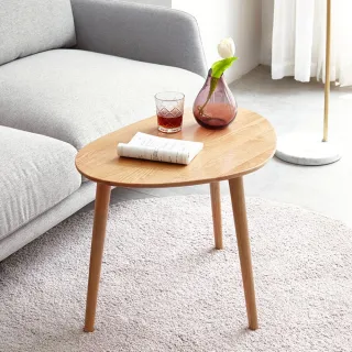 【hoi! 好好生活】源氏木語柏林橡木鵝卵石實木邊几 高款 Y00J07