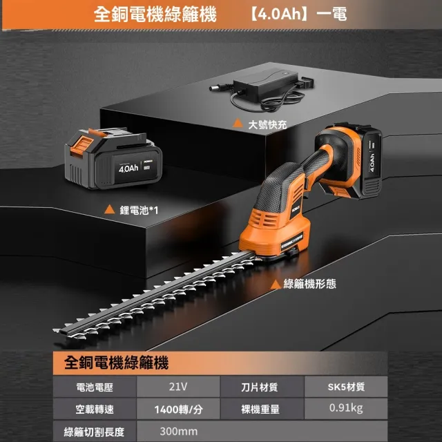 【ZHIPU 芝浦】無線電動綠籬修剪機兩用剪草機電動割草機草坪修剪機打草機(全銅電機雙重開關可換刀頭)