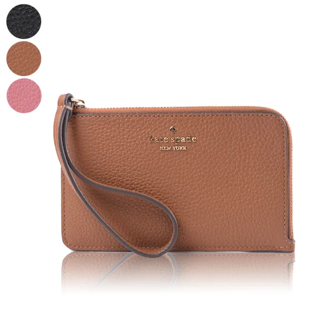 【KATE SPADE】Lucy 荔枝紋L型拉鍊手掛證件/手拿包(新款任選)