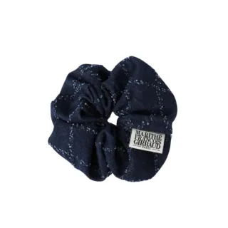 【MARITHE FRANCOIS GIRBAUD】官方旗艦 經典LOGO丹寧髮圈 大腸圈(深藍色)