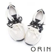 【ORIN】復古撞色磨砂真皮綁帶厚底休閒鞋(米色)