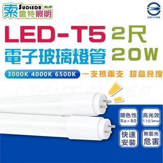 【台灣CNS認證】10入組 2尺 20W 2000lm LED T8 高亮度燈管 LED燈管(6500K 白光)