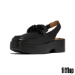 【FitFlop】F-LUMA 串珠鏈條皮革露跟樂福鞋-女(黑色)