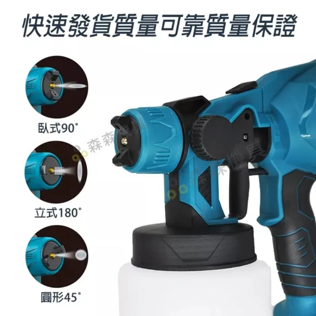 【森森機具】電動噴漆槍 一電一充 附三噴嘴 無刷工業款 交換禮物(牧田款 便攜式噴漆槍 油漆塗料噴漆)