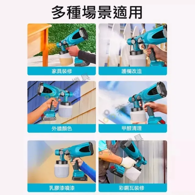 【森森機具】電動噴漆槍 一電一充 附三噴嘴 無刷工業款 交換禮物(牧田款 便攜式噴漆槍 油漆塗料噴漆)
