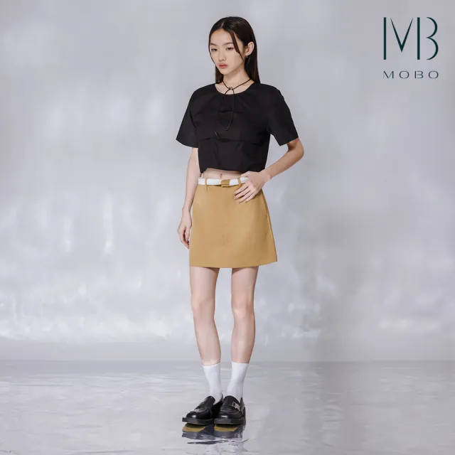 【MO-BO】腰頭外翻設計感短裙