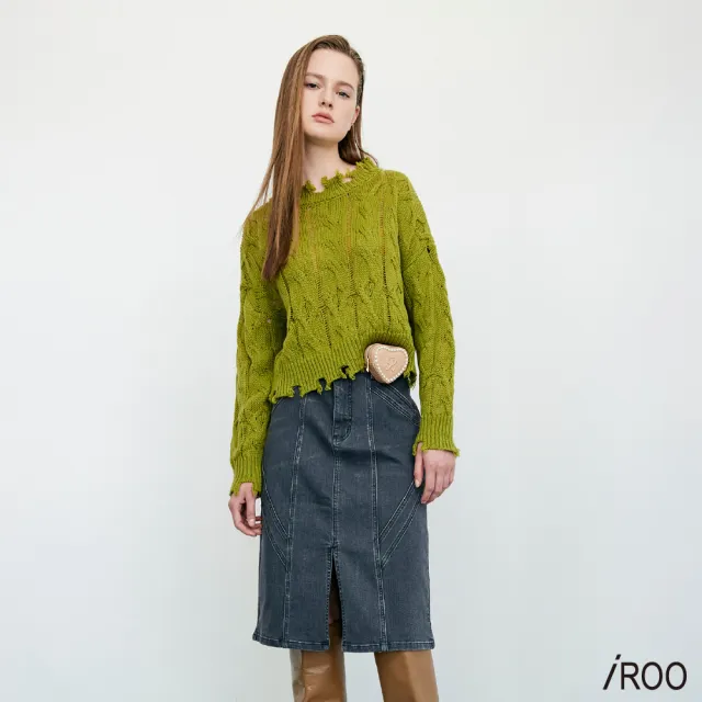 【iROO】循環灰牛仔窄裙