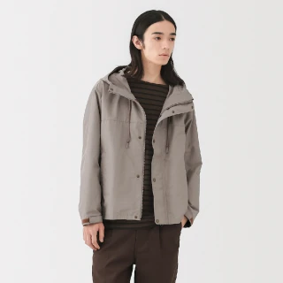 【MUJI 無印良品】男撥水加工連帽風衣外套(黑色/卡其綠/摩卡棕)